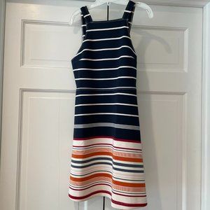 Abercrombie Neoprene Square Neck Dress Navy Stripe Women’s XS